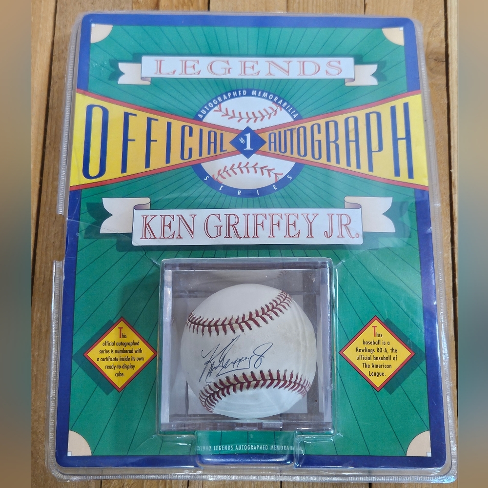 SEALED - KEN GRIFFEY JR. - LEGENDS OFFICIAL AUTOGRAPHED BALL - AUTH. CERT. -1992